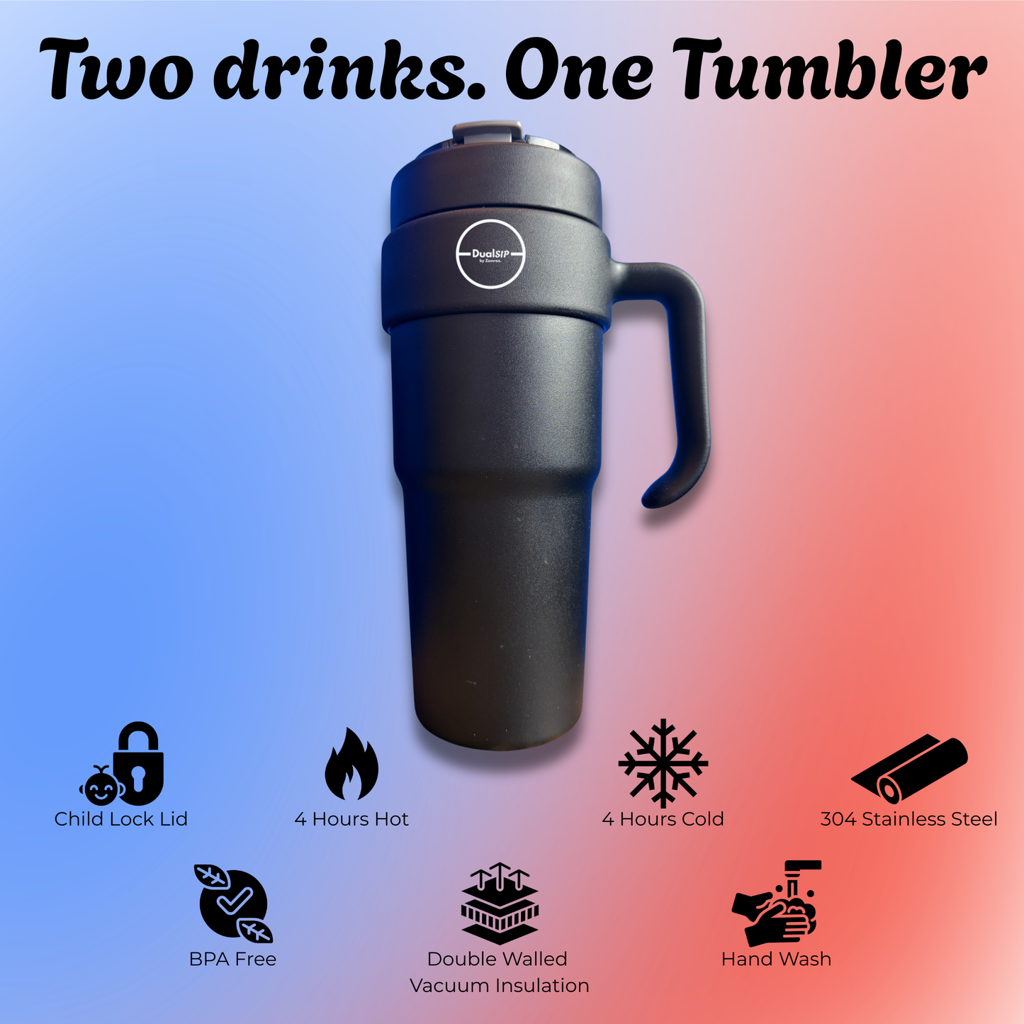 Zemrax - DualSIP 850ml Two in One Drink Tumbler