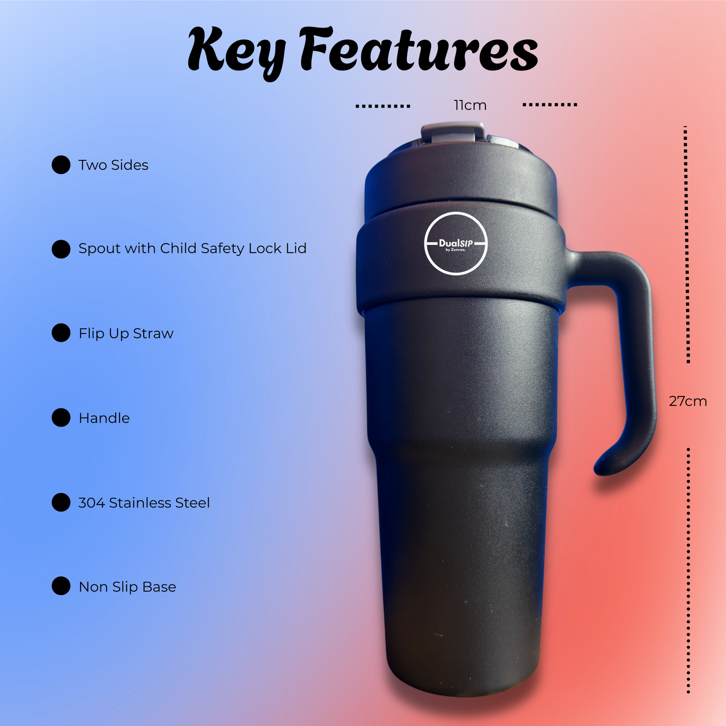 Zemrax - DualSIP 850ml Two in One Drink Tumbler